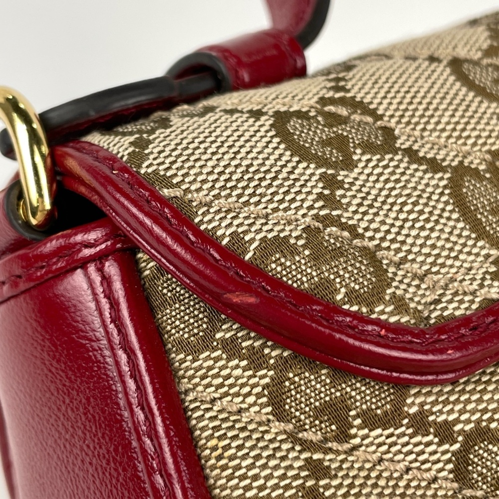 Gucci GG Marmont Handbag, 2-Way Chain Shoulder Bag, Double G Canvas, Red/Beig... - Picture 5 of 9